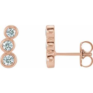 Ladies Natural Diamond Ear Climbers — 14K Rose Gold