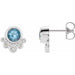 Ladies Natural Aquamarine Natural Diamond Earrings — Sterling Silver