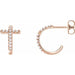 Ladies Natural Diamond Cross 12.15 mm Hoop Earrings (I1, G-H) — 14K Rose Gold