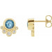 Ladies Natural Aquamarine Natural Diamond Earrings — 14K Yellow Gold
