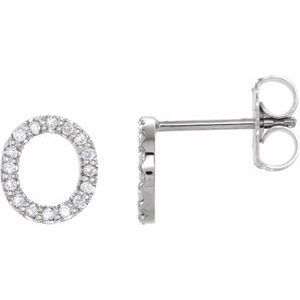 Ladies Natural Diamond Initial O Earring (Si2-Si3, G-H) — Platinum