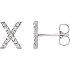 Ladies Natural Diamond Initial X Earrings (Si2-Si3, G-H) — Platinum