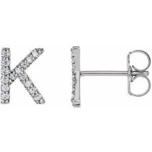 Ladies Natural Diamond Initial K Earring (I1, G-H) — 14K White Gold