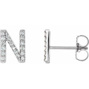 Ladies Natural Diamond Initial N Earring (I1, G-H) — Sterling Silver