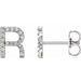 Ladies Natural Diamond Initial R Earrings (I1, G-H) — Sterling Silver