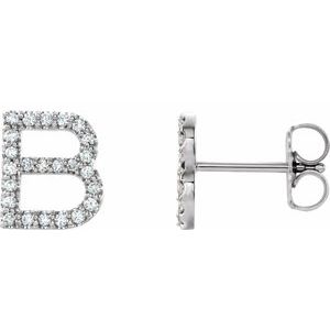Ladies Natural Diamond Initial B Earring (I1, G-H) — Sterling Silver