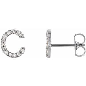 Ladies Natural Diamond Initial C Earring (Si2-Si3, G-H) — Platinum