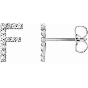 Ladies Natural Diamond Initial F Earrings (Si2-Si3, G-H) — Platinum