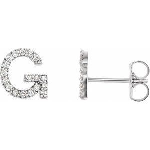 Ladies Natural Diamond Initial G Earrings (Si2-Si3, G-H) — Platinum