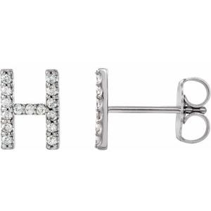 Ladies Natural Diamond Initial H Earrings (I1, G-H) — Sterling Silver