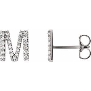 Ladies Natural Diamond Initial M Earring (Si2-Si3, G-H) — Platinum