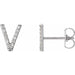 Ladies Natural Diamond Initial V Earring (Si2-Si3, G-H) — Platinum