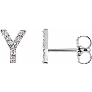 Ladies Natural Diamond Initial Y Earring (Si2-Si3, G-H) — Platinum