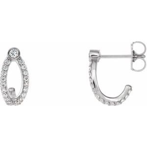 Ladies Natural Diamond J-Hoop Earrings — Platinum