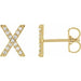 Ladies Natural Diamond Initial X Earrings (I1, G-H) — 14K Yellow Gold
