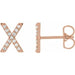 Ladies Natural Diamond Initial X Earring (I1, G-H) — 14K Rose Gold