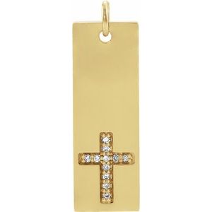 Ladies Natural Diamond Bar Cross Pendant (I1, G-H) — 14K Yellow Gold