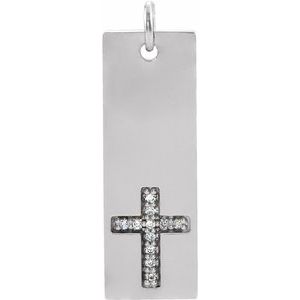 Ladies Natural Diamond Bar Cross Pendant (I1, G-H) — Sterling Silver