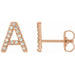 Ladies Natural Diamond Initial A Earrings (I1, G-H) — 14K Rose Gold