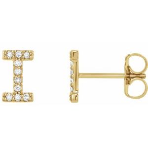 Ladies Natural Diamond Initial I Earrings (I1, G-H) — 14K Yellow Gold