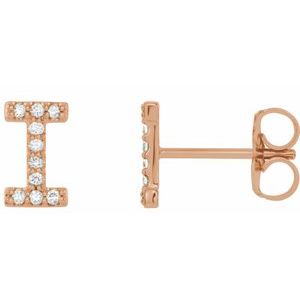 Ladies Natural Diamond Initial I Earring (I1, G-H) — 14K Rose Gold