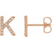 Ladies Natural Diamond Initial K Earrings (I1, G-H) — 14K Rose Gold