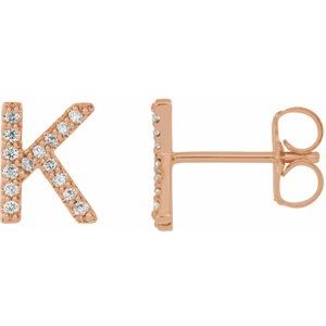 Ladies Natural Diamond Initial K Earring (I1, G-H) — 14K Rose Gold