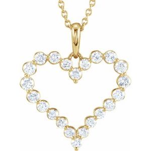 Ladies Natural Diamond Heart Necklace (I1, H-I) — 14K Yellow Gold