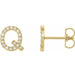 Ladies Natural Diamond Initial Q Earrings (I1, G-H) — 14K Yellow Gold