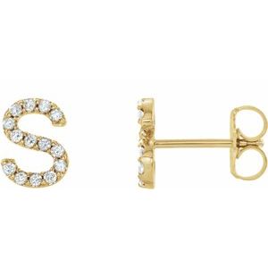 Ladies Natural Diamond Initial S Earring (I1, G-H) — 14K Yellow Gold