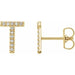 Ladies Natural Diamond Initial T Earring (I1, G-H) — 14K Yellow Gold