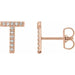 Ladies Natural Diamond Initial T Earring (I1, G-H) — 14K Rose Gold