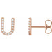 Ladies Natural Diamond Initial U Earring (I1, G-H) — 14K Rose Gold