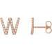 Ladies Natural Diamond Initial W Earrings (I1, G-H) — 14K Rose Gold