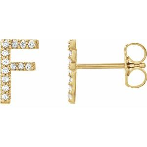Ladies Natural Diamond Initial F Earring (I1, G-H) — 14K Yellow Gold