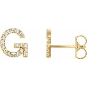 Ladies Natural Diamond Initial G Earring (I1, G-H) — 14K Yellow Gold