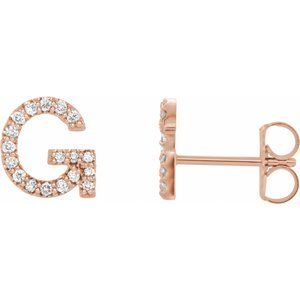 Ladies Natural Diamond Initial G Earring (I1, G-H) — 14K Rose Gold