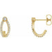 Ladies Natural Diamond J-Hoop Earrings — 14K Yellow Gold
