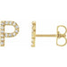 Ladies Natural Diamond Initial P Earrings (I1, G-H) — 14K Yellow Gold