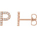 Ladies Natural Diamond Initial P Earrings (I1, G-H) — 14K Rose Gold
