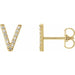 Ladies Natural Diamond Initial V Earring (I1, G-H) — 14K Yellow Gold