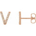 Ladies Natural Diamond Initial V Earring (I1, G-H) — 14K Rose Gold