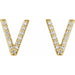 Ladies Natural Diamond Initial V Earrings (I1, G-H) — 14K Yellow Gold