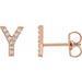 Ladies Natural Diamond Initial Y Earrings (I1, G-H) — 14K Rose Gold