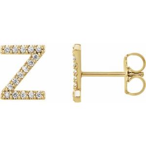 Ladies Natural Diamond Initial Z Earrings (I1, G-H) — 14K Yellow Gold