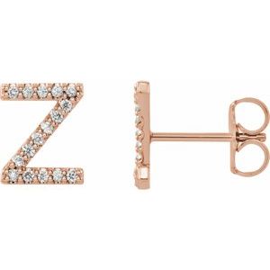 Ladies Natural Diamond Initial Z Earrings (I1, G-H) — 14K Rose Gold