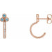Ladies Natural Blue Zircon Natural Diamond J-Hoop Earrings (I1, G-H) — 14K Rose Gold