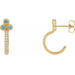 Ladies Natural Blue Zircon Natural Diamond J-Hoop Earrings (I1, G-H) — 14K Yellow Gold