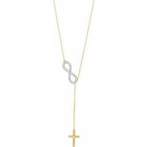 Ladies Natural Diamond Infinity-Inspired Cross Necklace (I1, H+) — 14K Yellow Gold