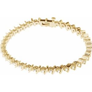 Ladies Natural Diamond Line 7 1/ Bracelet (I1, G-H) — 14K Yellow Gold